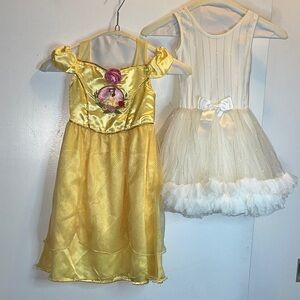 Size3•Yellow Princess & Size 3T White Ballerina Costume Dresses